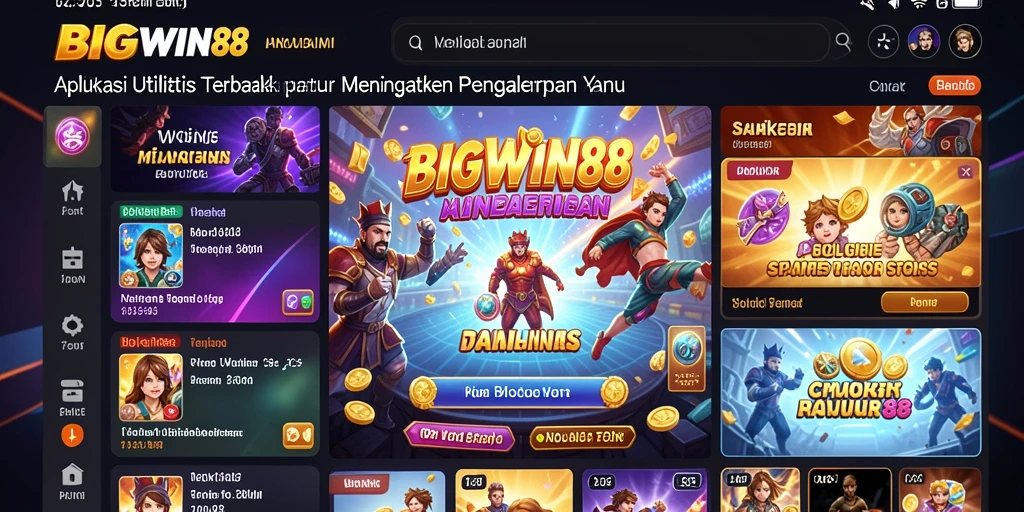 Tampilan utama <strong>BIGWIN88</strong> dengan fitur utilitas yang memudahkan pengguna.