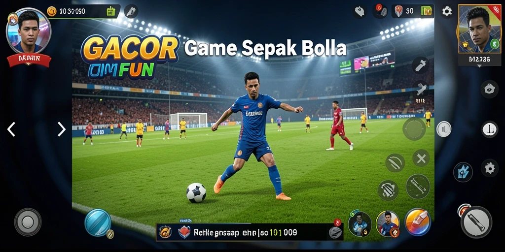 Tampilan gameplay GACORFUN yang mendebarkan dalam aksi sepak bola.