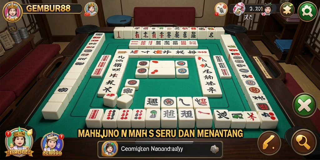 Tampilan gameplay GEMBUR88 dengan grafis Mahjong yang menarik.