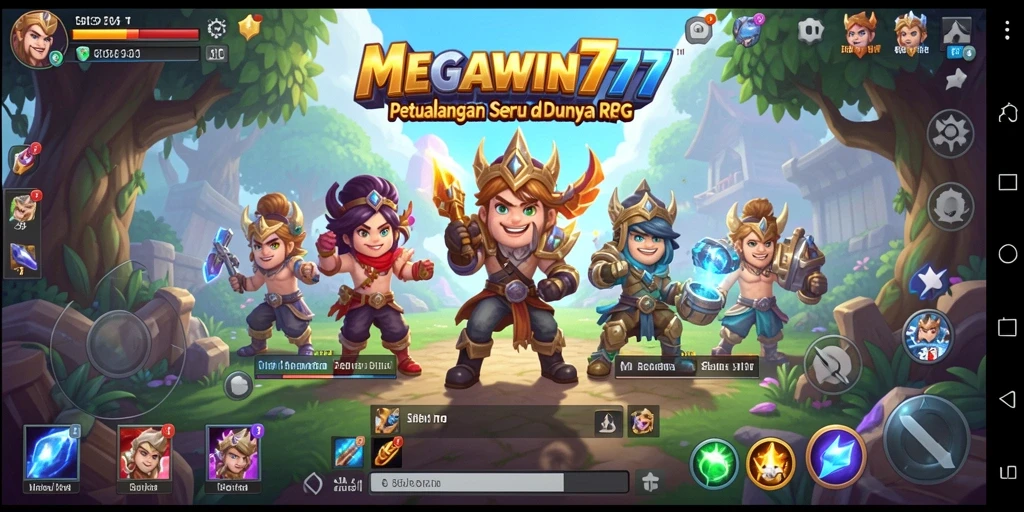 Tangkapan layar utama MEGAWIN777 menampilkan aksi pertarungan epik dalam dunia RPG.