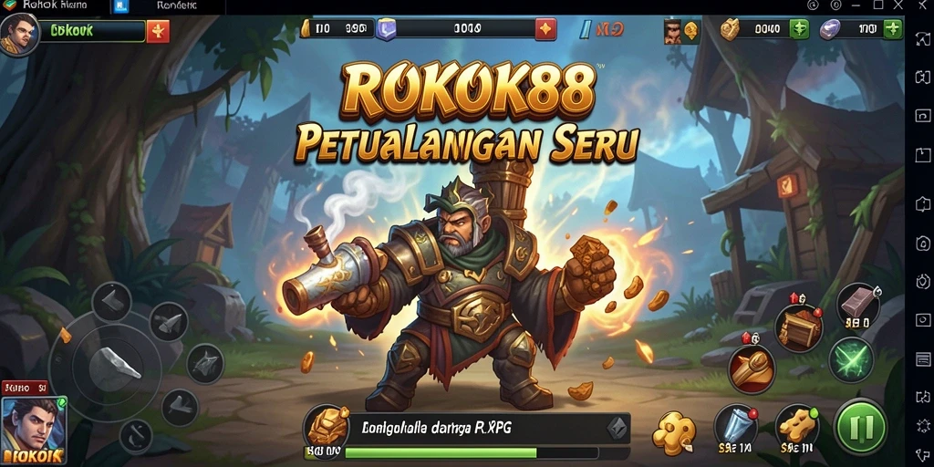 Screenshot ROKOK88 menunjukkan aksi pertempuran karakter heroik.