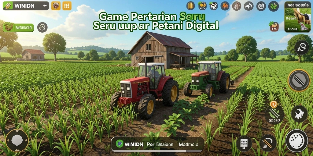 Screenshot gameplay <strong>WINIDN</strong> menampilkan aktivitas bertani dan panen yang seru.